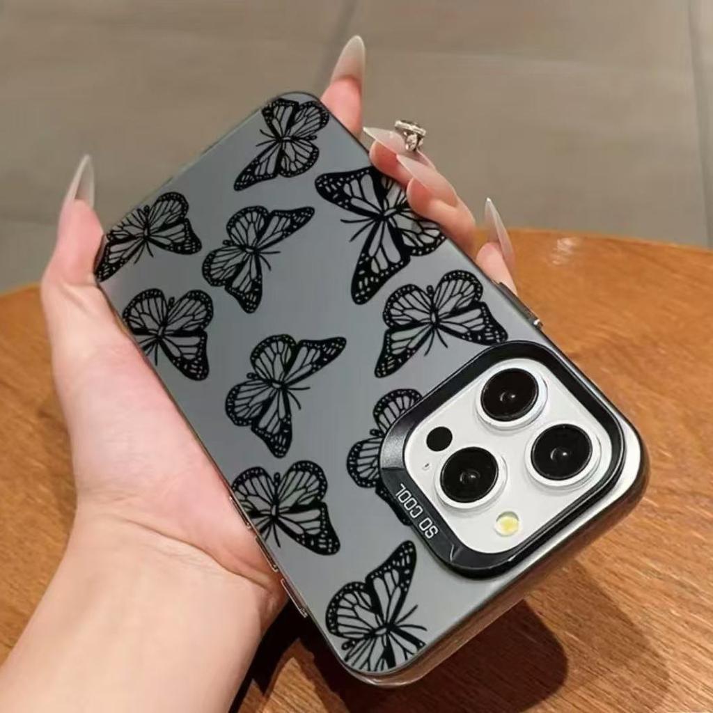 The New Black Butterfly Is Suitable for Iphone17 Mobile Phone Case Apple 15promax/14 Anti-drop 13pro12/12E Women