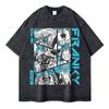 Roronoa Zoro T-shirts Vintage Washed Anime One P-Piece T-shirt Streetwear Oversized L-Luffy Manga Tops Tees Cotton