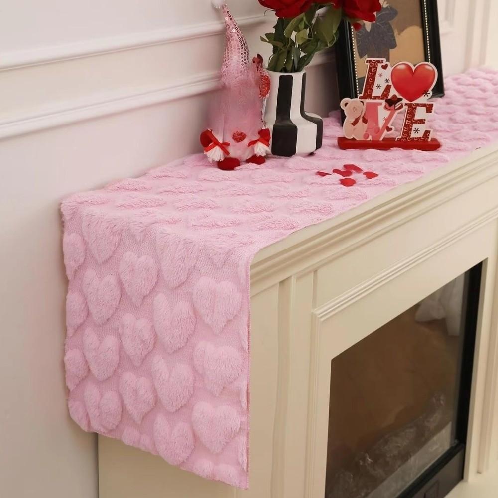Romantic Plush Love Tablecloth Thickened Dining Table Runner Valentine's Table Flag  Dining Table