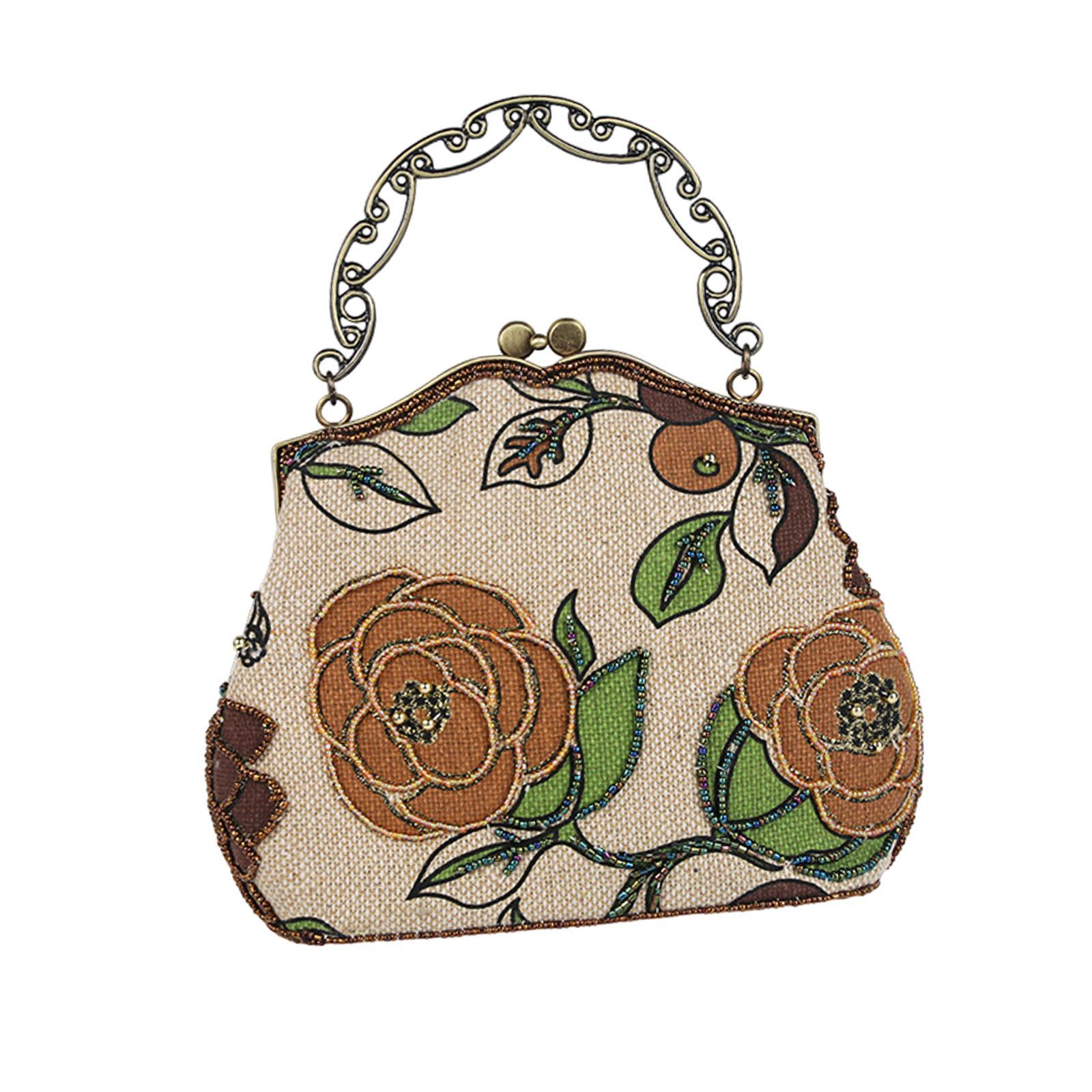 

Shoulder Handbag for Women Stylish Versatile Lightweight Handmade Bead Embroidery Bag for Commuting Street Travel Banquet Party жёлтый