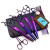 8.0 Inch Purple Pet Beauty Scissors Set, Flat Scissors, Curved Scissors, Thin Scissors, Multi-Colored 2 Teeth, 4 Fixed Logos.