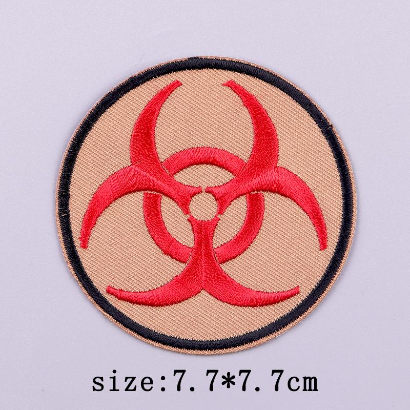 Warning Embroidery Patch Iron On Patches For Clothing Danger Prohibit Sign Embroidered Patches For Clothes Nuclear Marker Badges