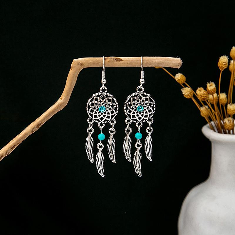 Europe, America, Bohemian Ethnic Style Stud Earrings, Long Fringed Metal Earrings, Fashion, Exotic Style Earrings Wholesale