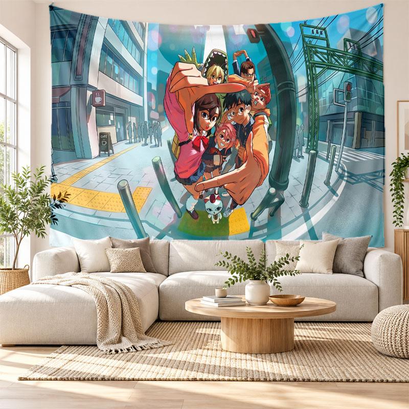Dandadan Wandteppich Heimdekoration Hängendes Stoffkunst-Hintergrundteppich für Schlafzimmer