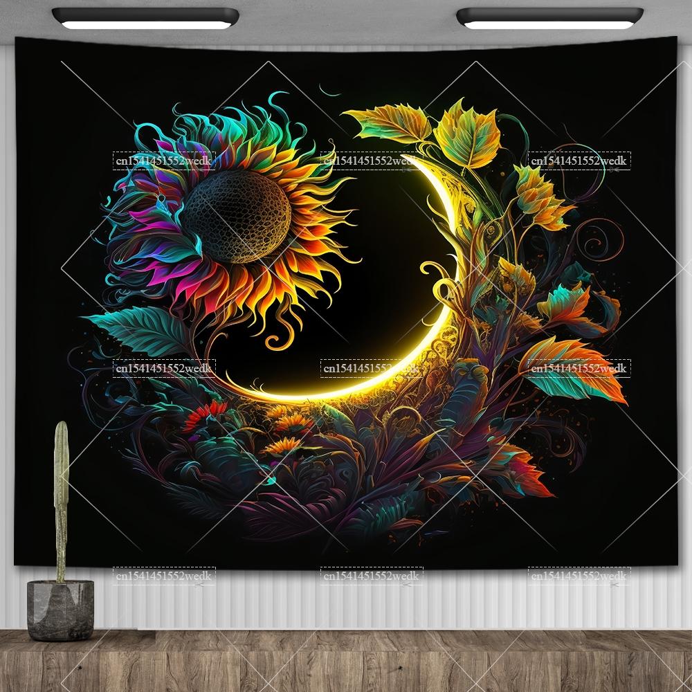 Mandala Półksiężyca Słońce Gobelin Gobelin Wiszący na Ścianie Boho Wiedźmiński Gobeliny Wystrój Pokoju Flagi Domowe