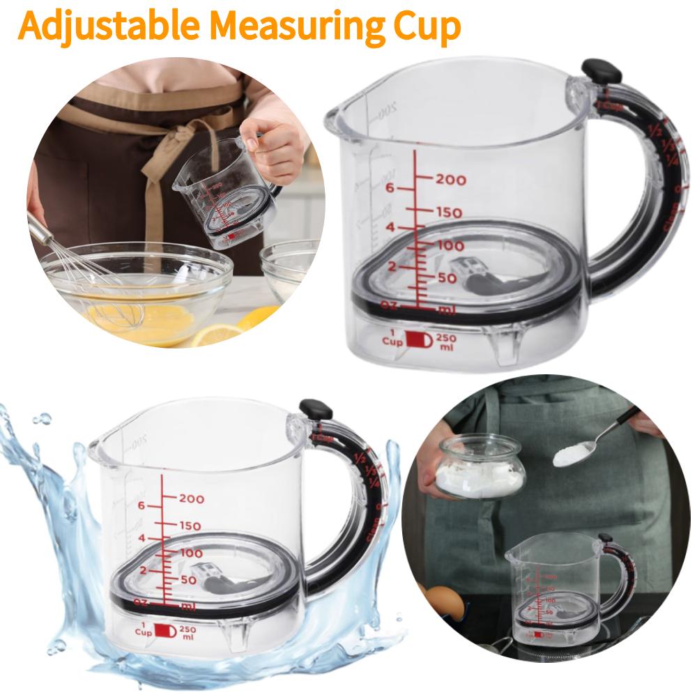 Adjustable Measuring Cup with Scraper-Style Seal Base Adjustable Calculating Cup 4-in-1 Measurement Gadgets Tools for Cooking