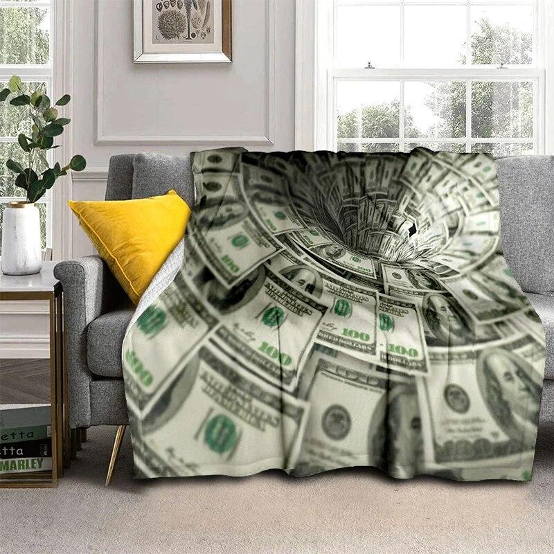 Bohatá 3D deka se vzorem dolaru euro, měkká deka pro domácí postel pohovka pohovka piknik cestovní kancelářská přikrývka pro děti