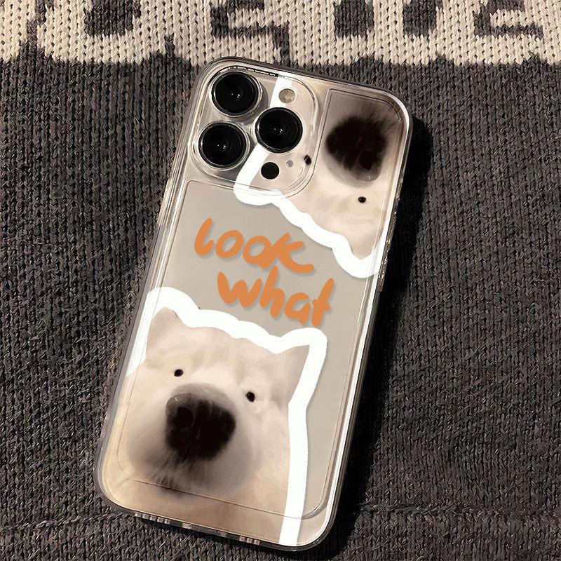 Cute dog is suitable for iPhone17promax Apple 16 dog mobile phone case 15/14 fine hole 13 all-inclusive.