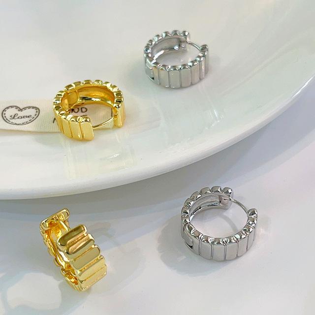 

[Real Gold Plated] Minimalist Wave Design Hoop Ear Cuffs & Dangle Earrings for Women серебряный