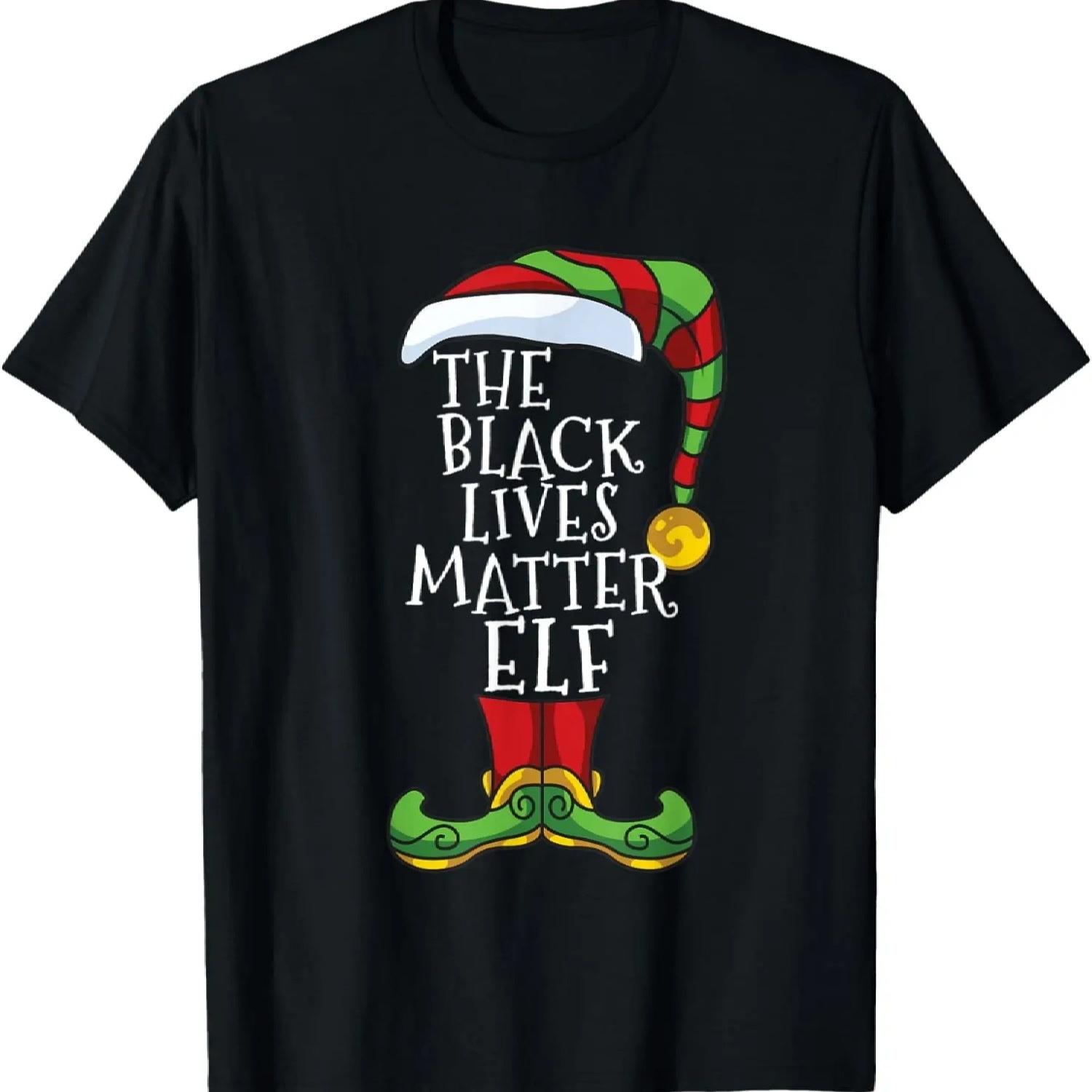 

Black Lives Matter Elf Family Matching Christmas Fun Pajama T-Shirt S чёрный