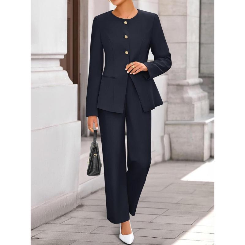 Europäisches & Amerikanisches Damenmode-Anzugset: Reversjacke & Hose