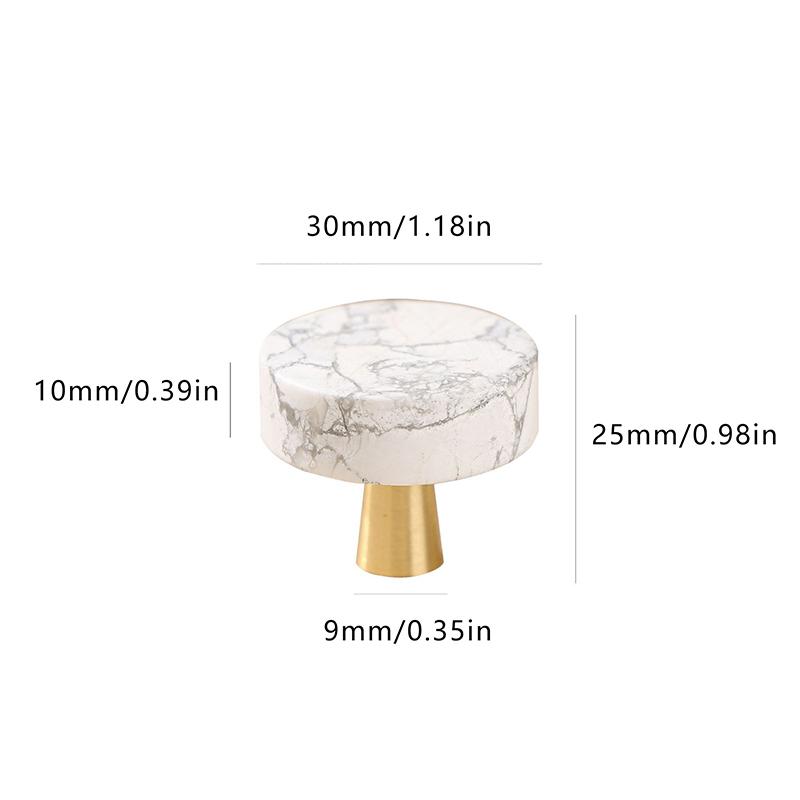 Natural Stone Brass Knob Circular Furniture Wine Cabinet Drawer Door Handle Nordic Style White Single Hole Small Handle