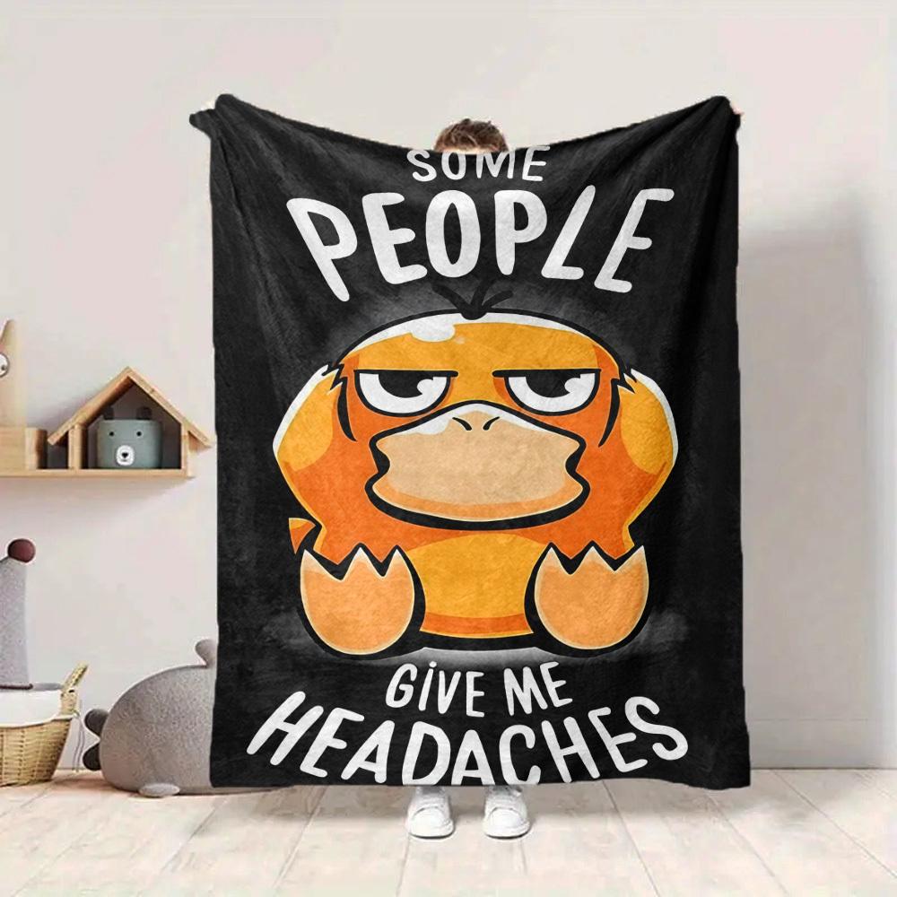 1pc Psyduck Blanket Lightweight Flannel Blanket Throw Blanket For Sofa, Bed, Travel, Camping, Livingroom, Office, Couch
