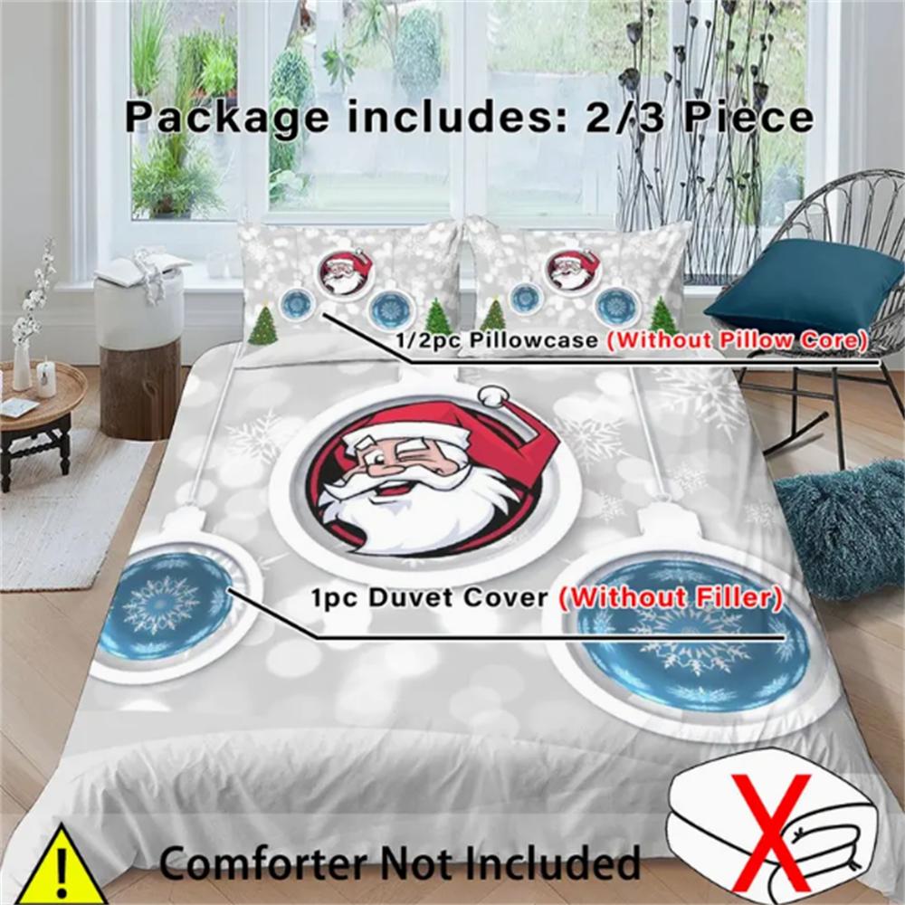 3D Digital Print Christmas Bedding Set, 2/3 Piece Duvet Cover Soft Polyester Sheet Set With Zipper Closure Bedding Set