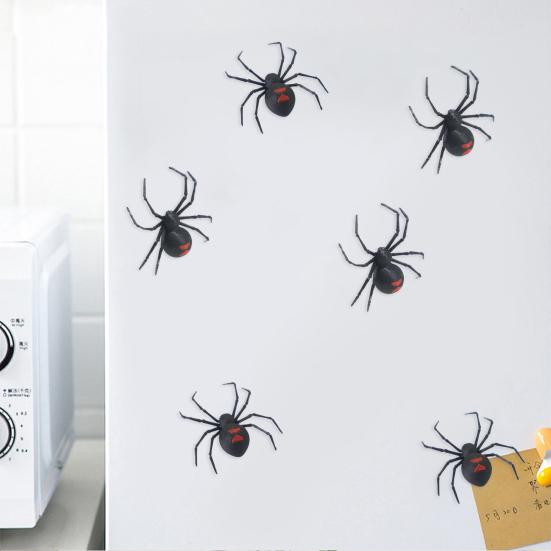 1/2/4/6Pcs Magnetic 3D Spider Decoration Scary Realistic Black Spider Halloween Prank Props Garage Door Mailbox Locker Refrigerator Magnet Fake Spider