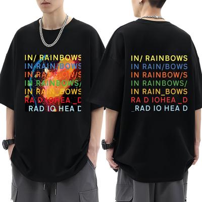 Radiohead Grafik Tişört Müzik Albümü in Rainbows Erkek Kısa Kollu Hip Hop Gotik Punk Oversize Tişörtler Sokak Giyim