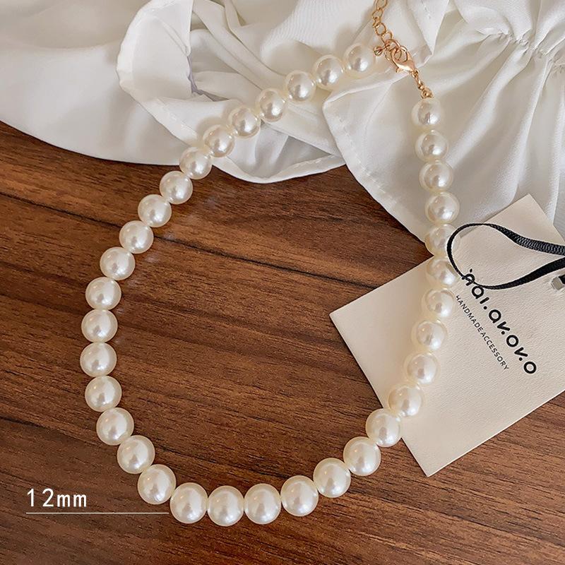 Light Luxury High-End Imitation Pearl Beaded Necklace Women'S Versatile Niche Design Collarbone Chain Summer Accessories