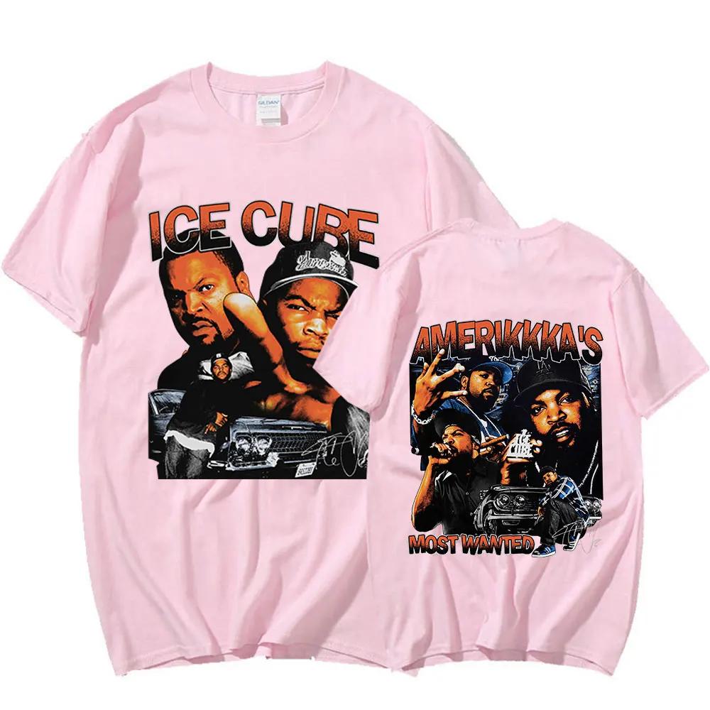 90s Rapper Ice Cube Amerikkka's Most Wanted T-shirt Fashion Vintage Harajuku T Shirt 100% Cotton Casual Tee Shirt Oversized