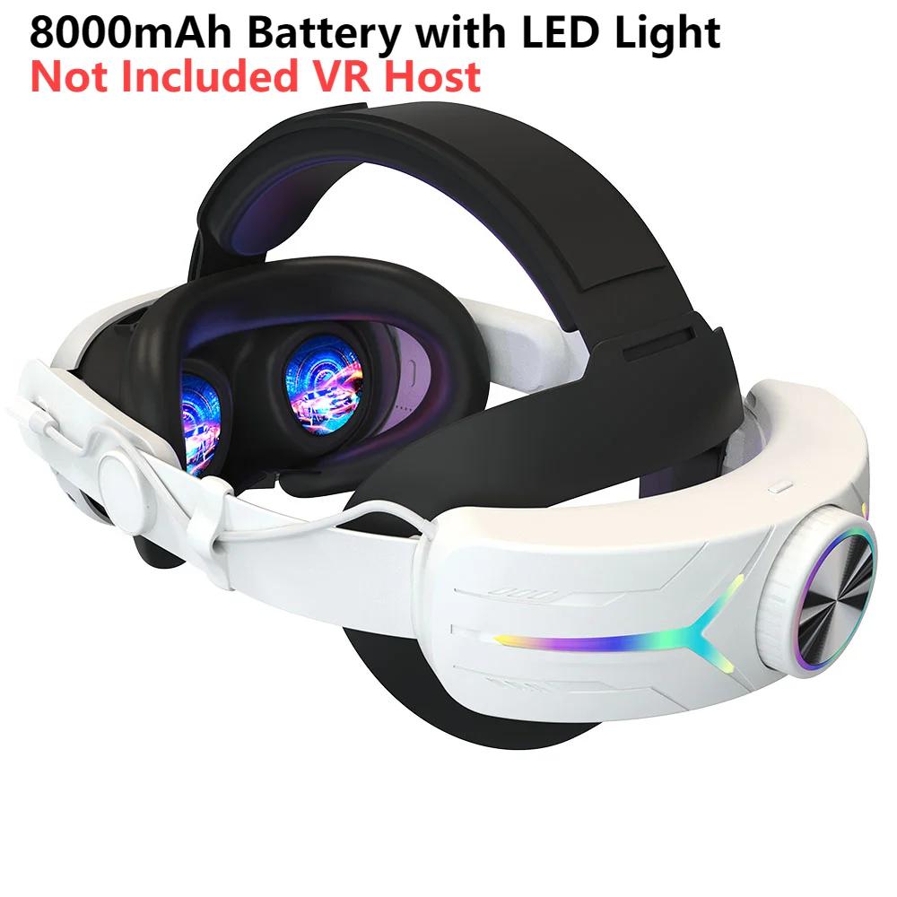 Huvudrem för Meta Quest 3 Komfortsvamp VR-huvudbonad Laddningsheadset med Inbyggda 8000/6000mAh Batterier för VR-tillbehör