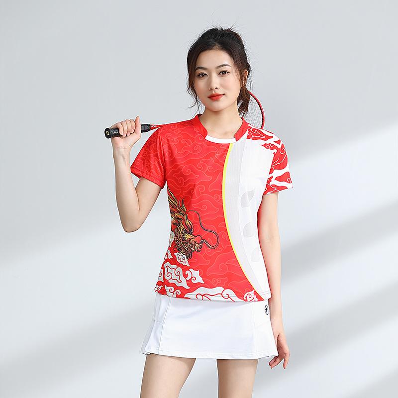 Badminton Outfit Set Dragon Print Men Women Summer Breathable Quick Dry Training Volleyball Sportswear