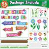 56 Piece Adventures In Reading Bulletin Board Classroom Decoration Flower Signpost Paper Cutouts Supplies Colorful Floral Bulletin Board Decorations