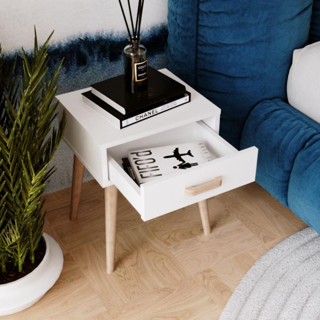 Luna bedside cabinet white, bedside table