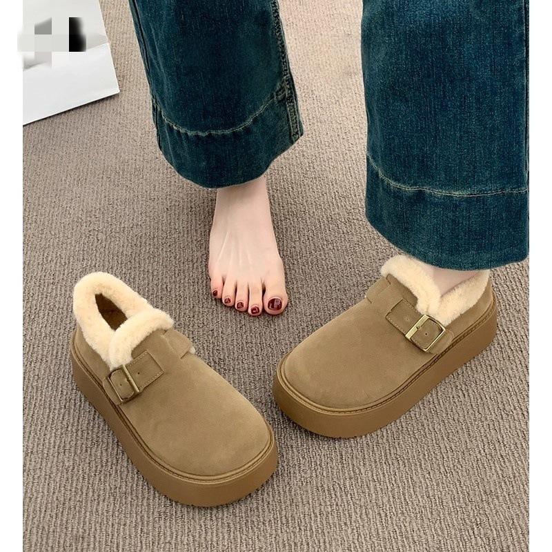 Thick-soled Heightening Cotton Shoes Women's New Winter Shoes Piled Thickened Warm Bread Boken Snow Boots