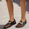 Fashion Beach Sandals Women Ladies Solid Colour Breathable Hollow Mesh Buckle Flat Bottom Large Size See-Through Casual Shoes For Women
