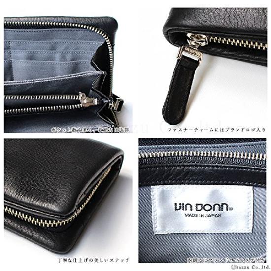 VIA DOAN Long Wallet Genuine Leather Soft Kip Made In Japan Large Capacity Round Zipper [VIA DOAN] Women's [No.701] (Black (10))
