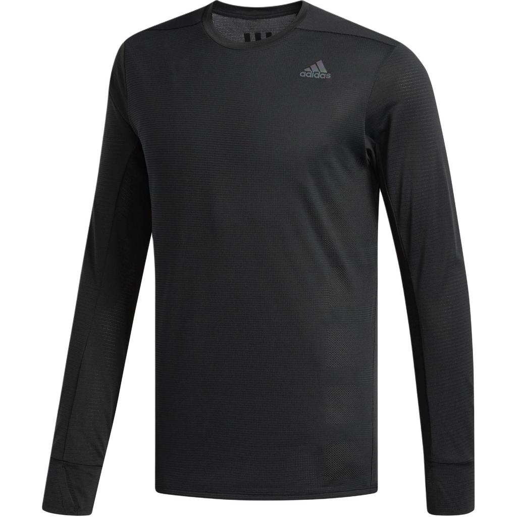 adidas Prism Long Sleeve Tee Breathable Round Neck Logo Reflective T-Shirt Men Tops Black CZ8717