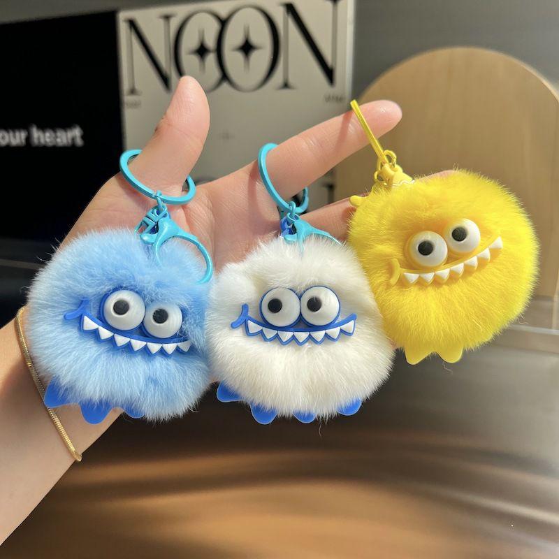Adorable Faux Mink Fur Monster Plush Keychain Dinosaur Pendant