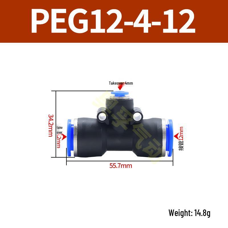 Pneumatická T-redukce rychlospojka pro PE trubky (4-14 mm)