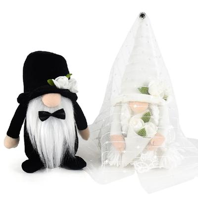 Wedding Dress Gnome Plush Decorations Bride and Groom Gnome Doll Decor for Valentine Gift Wedding Party Decorations