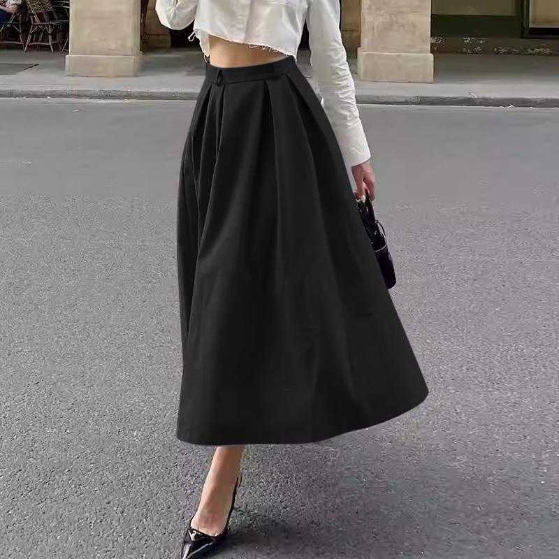 ZANZEA Womens Casual Elastic Waist Loose A-Line Long Skirts