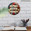 2D Flat, "Land of the Free, Because of the Brave" Patriotic Wreath Flag - Vintage Style Art, 7.87x7.87 Inches Decor for Home, Garden, Bar, Cafe