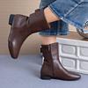 Women'S High-End Denim Ankle Boots-Low Heel, Soft Leather, Fleece-Lined, Reversible, Retro&Stylish, Flat Heel, Versatile Design