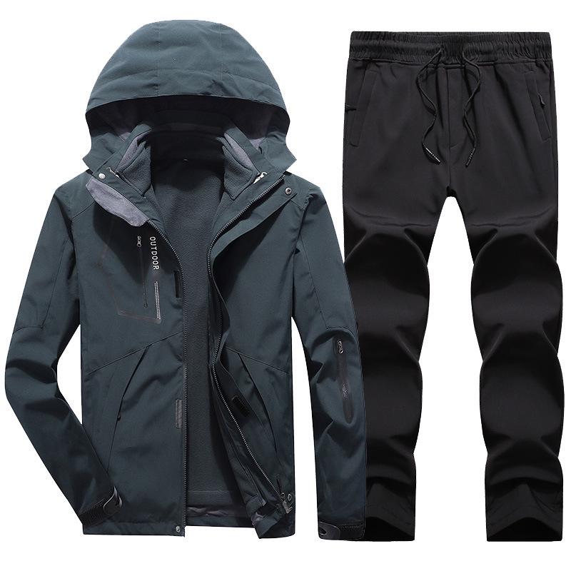 Unisex Cross-Border Hooded Windbreaker Jacket: Three-in-One Velvety Thickening for Autumn/Winter Mountaineering