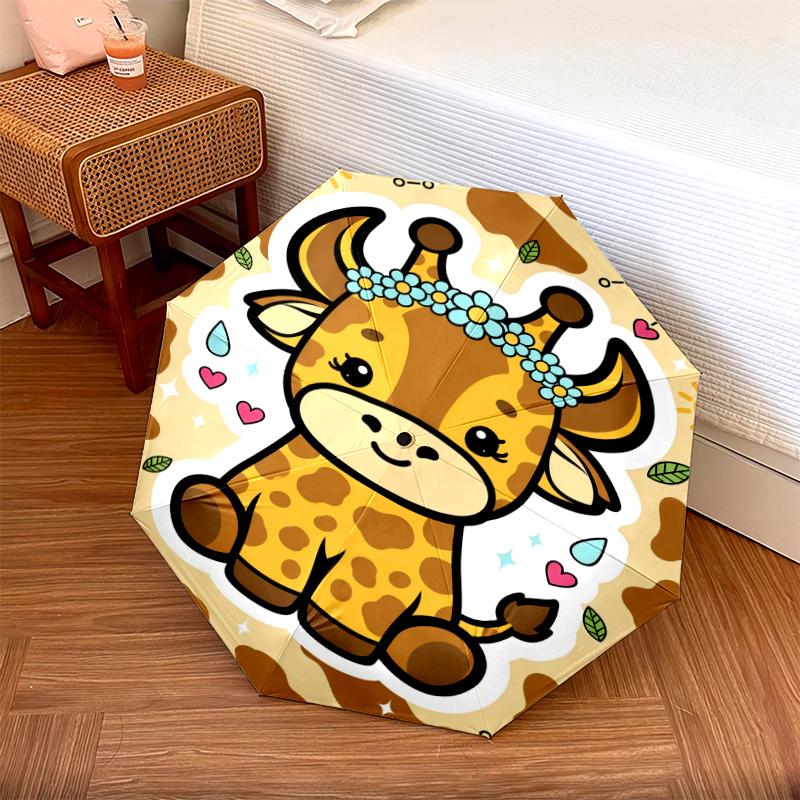 1 PC Automatic Folding Umbrella - Cartoon Animals Pattern, Portable & Foldable Design with 8 Ribs, Christmas Birthday Gifts