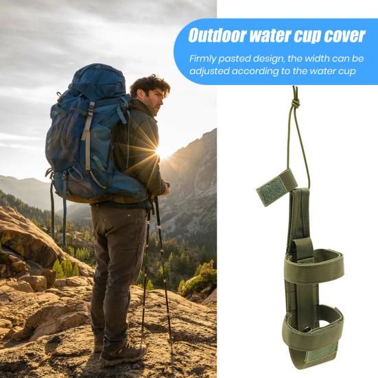 Outdoor Water Bottle Holder Sleeve with Adjustable Strap Portable Anti-fall Water Cup Protective Sleeve Tactical Belt Carrier for Camping