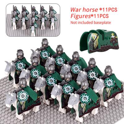 Medieval Movie Middle Ages Knights Rohan Soldiers Warriors Warhorse Lotr Figures Building Blocks Bricks Toys For Kids Gifts
