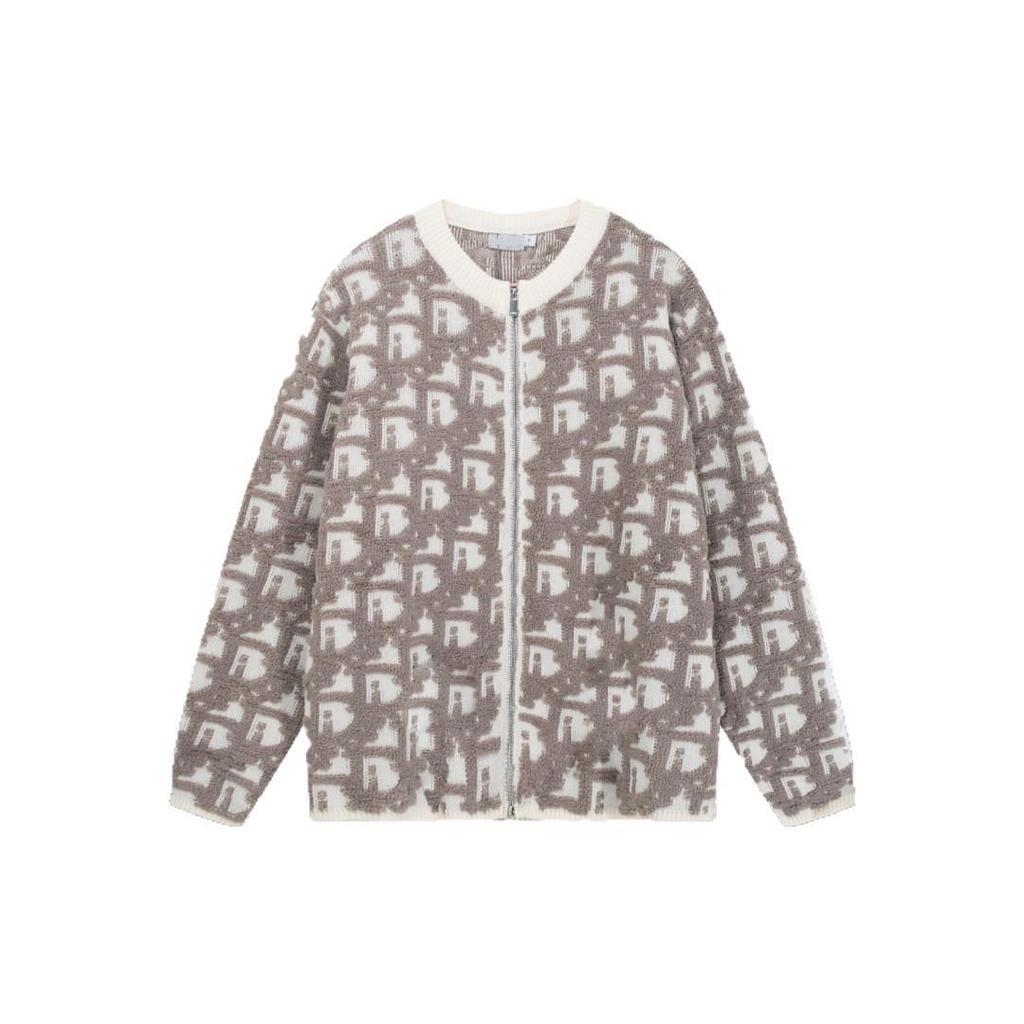 Men's Heavy Jacquard Zipper Cardigan Sweater - Unisex, Autumn/Winter Fashion