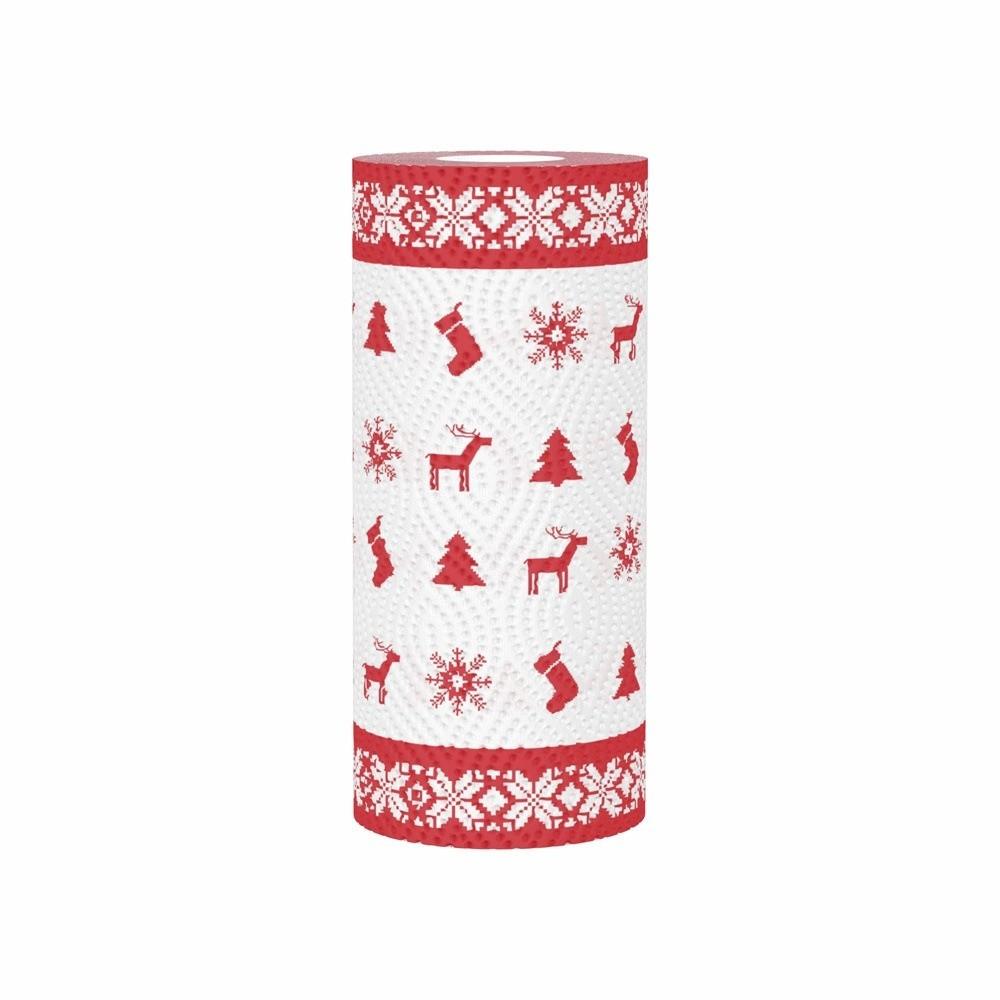 Disposable Christmas Kitchen Paper Thick Three-Layer Wet Dry Dual-Use Household Roll Paper Christmas Paper Towels