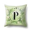 Polyester Pillowcase Car Decoration Small Fresh Green Leaves 26 English Letter Printing Pillow Cushion Cover