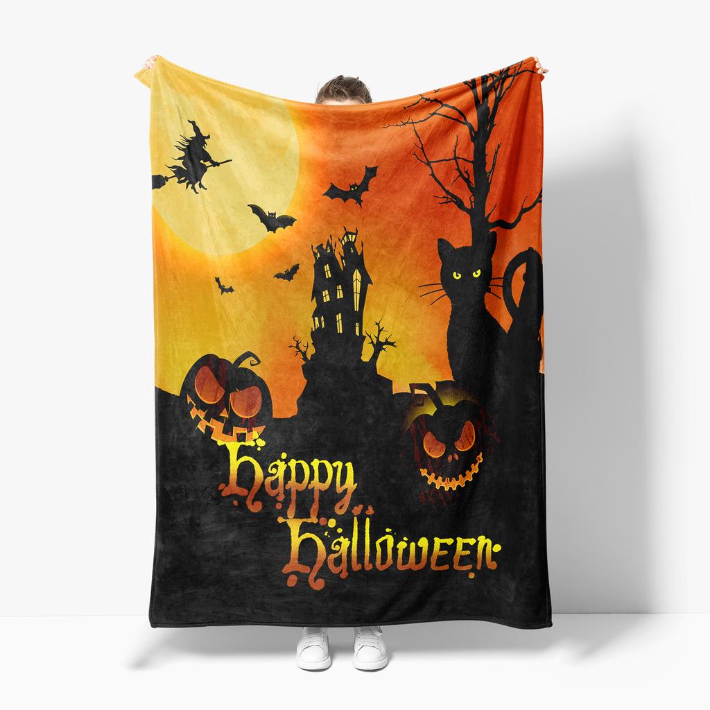 Coperta Nordic da Lancio in Pelliccia di Halloween Estetica Matrimoniale Singola Queen Size Telo da Picnic Comfort Seduta Copertura Morbida Decorazione per la Casa
