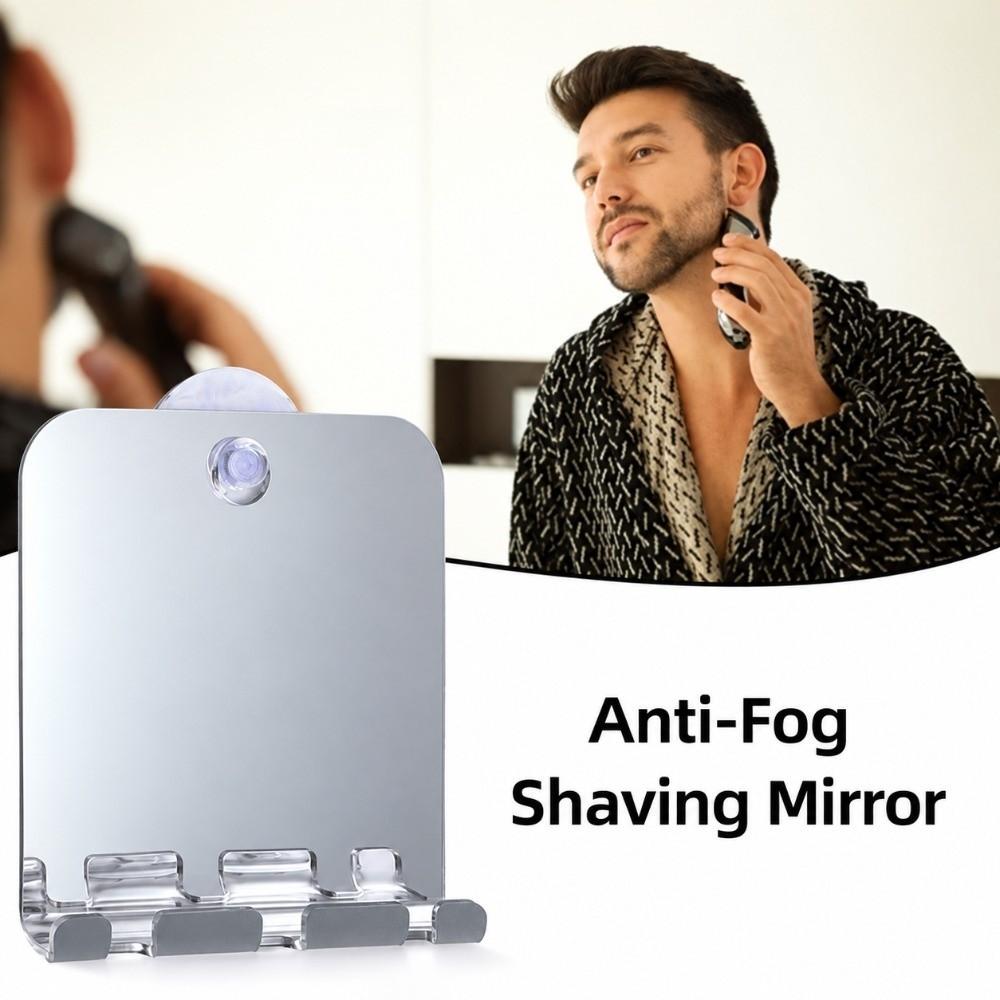 with Wall Suction Shower Mirror Shatterproof Fogless Makeup Mirror Bathroom Tools