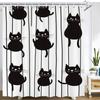 Cartoon Cute Cat Shower Curtain Printed Fabric Simple Style Lovely Cats Bathroom Curtain Bathtub Home Decoration Curtain