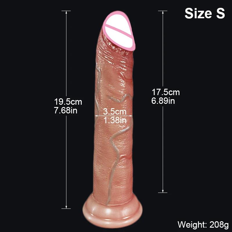 Skin Realistic Sliding Foreskin Dildos Women Prostatic Adults Dick Anal Vaginal Stimulation Strapon Big Penis Sex Toys For Woman
