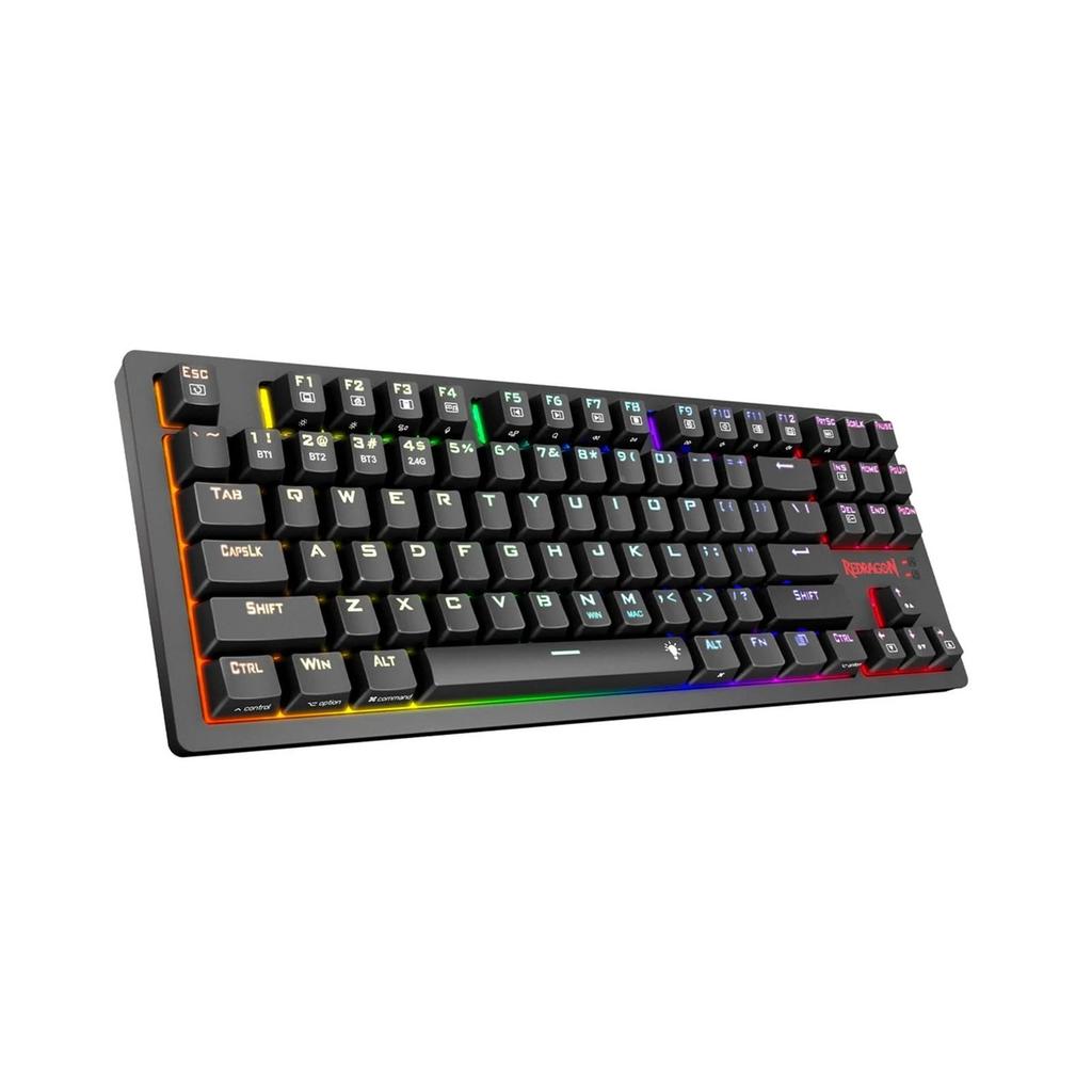 Redragon Wireless Mechanical Gaming Keyboard with Blue Tenkeyless Macro RGB 87 3000mAh High Full Key 50 Million Keystrokes Black K598P-KBS Switches,