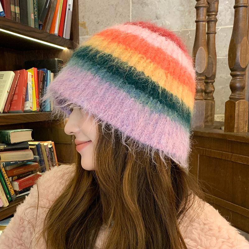 Strickmütze mit großem Kopfumfang für Damen, kleines Gesicht im Herbst und Winter, warme Bucket Hat, vergrößerte und vertiefte Ohrenschützer-Beckenmütze