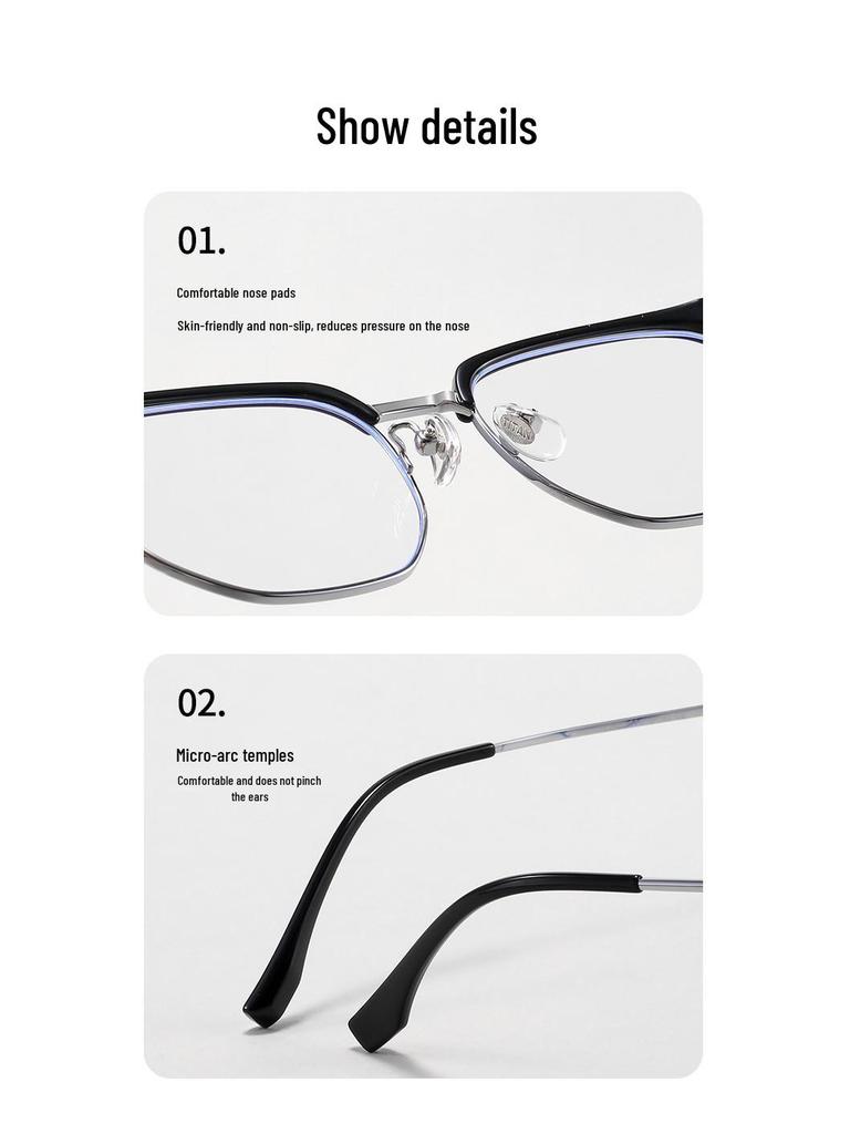 Liliwei Ultralight Semi-Titanium Retro Browline Anti-Blue Light Business Eyeglass Frame.
